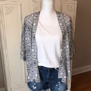 Loft Black and White Kimono NWOT